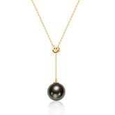 SMILEY 18K Diamond Tahitian Y Chain with Bead Gold Necklace